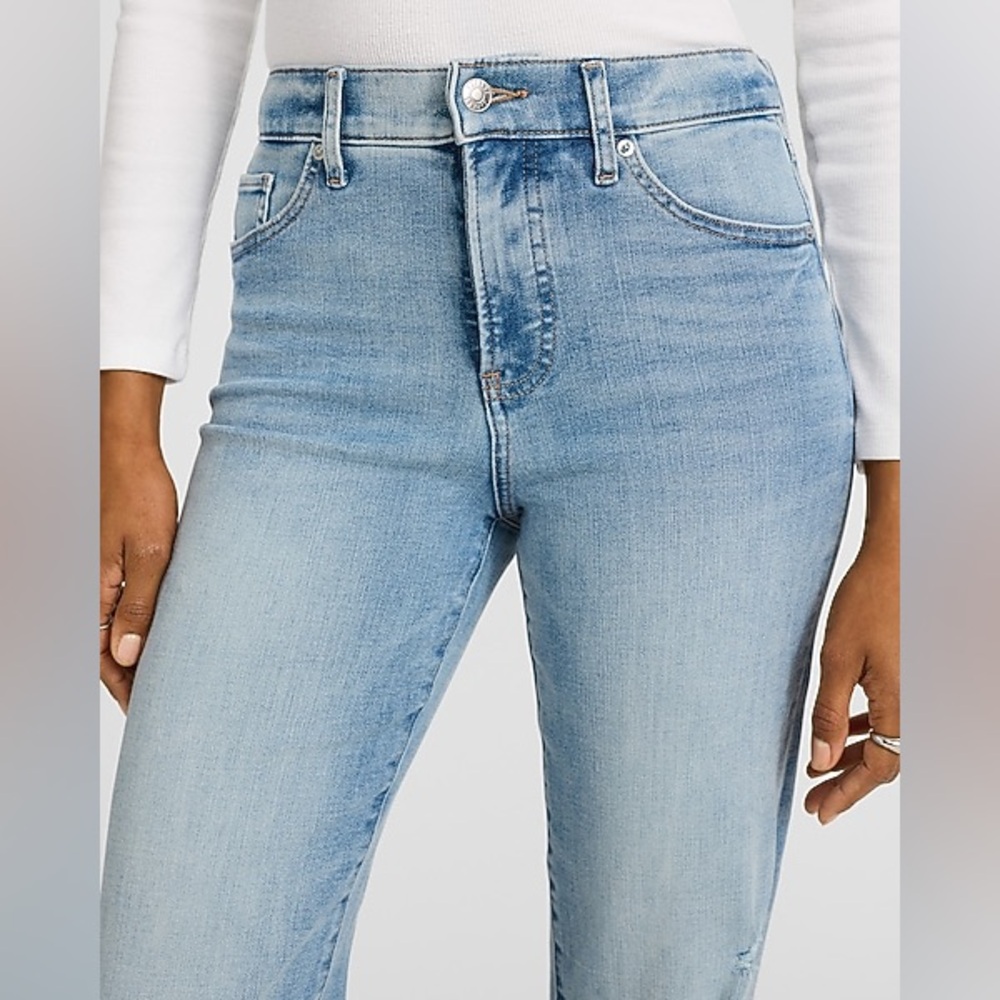 Express Light Blue Straight Leg Jeans
